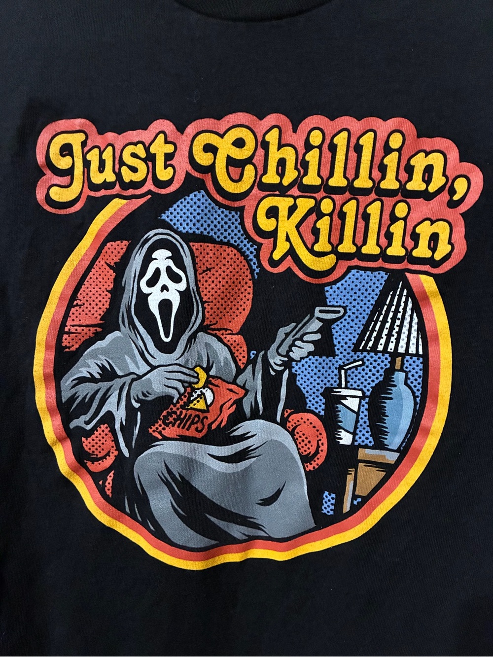 Just Chillin', Killin Graphic Tee - Black